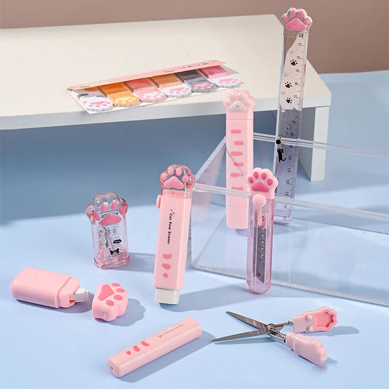 Cat Paw Stationery Gift Set – 9-in-1 Complete School Supply Kit