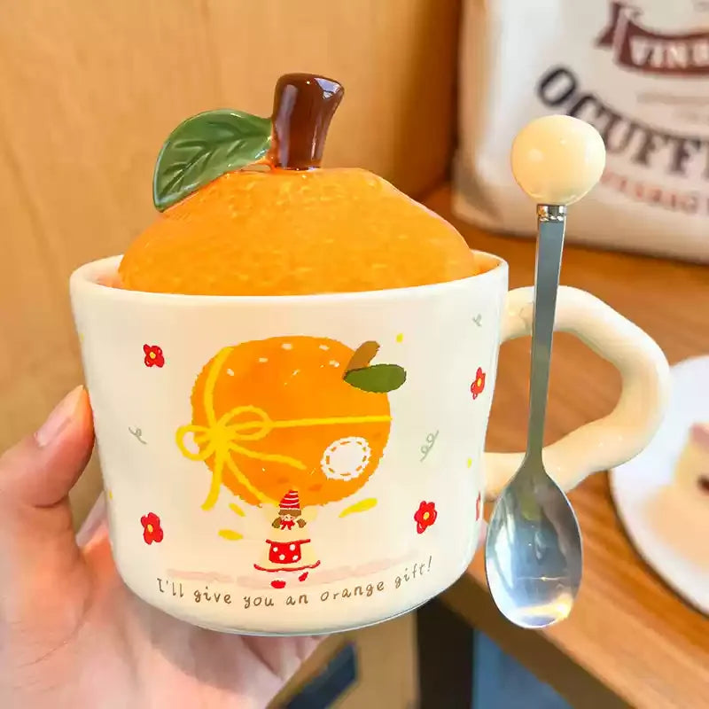 Cute Orange Cartoon Ceramic Mug