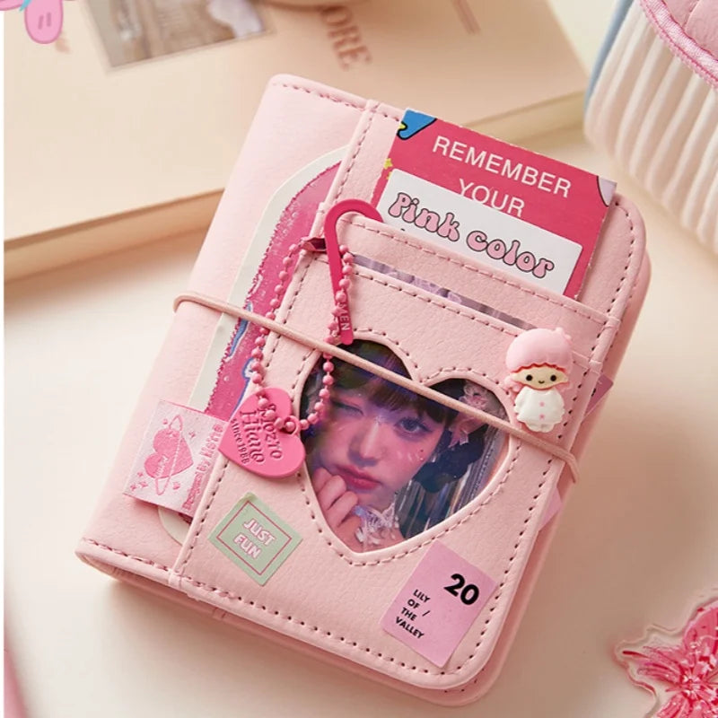 Korean Pink Heart Ring Binder – M5 Mini Journal & KPOP Scrapbook