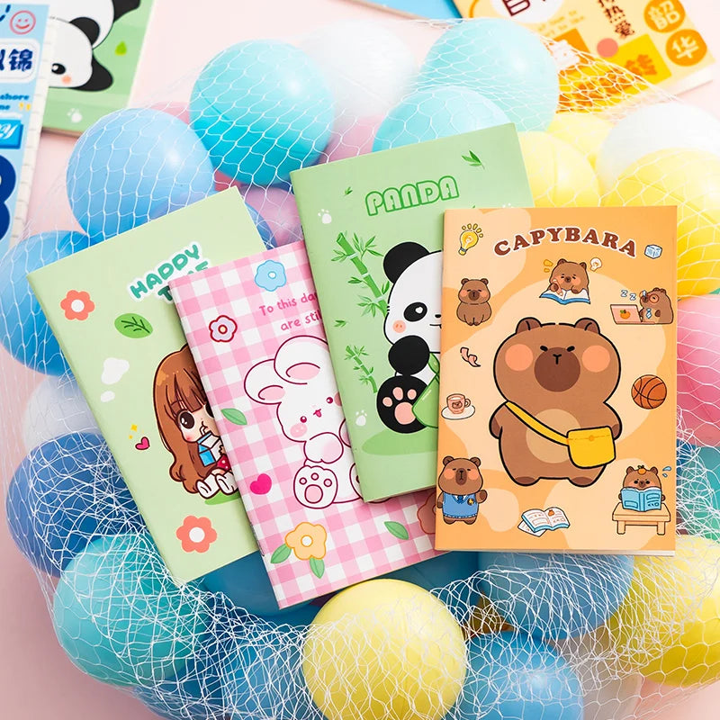 Mini Pocket Notebook – Cute Cartoon Memo Pad (4 Books / 1 Piece)