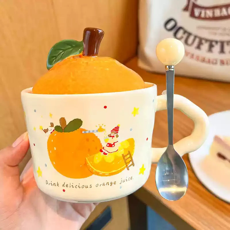Cute Orange Cartoon Ceramic Mug