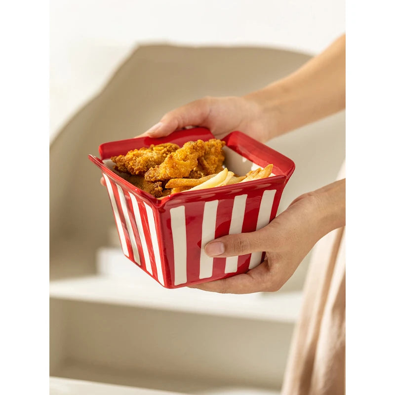Pop Corn Creative Square Ceramic Bowl