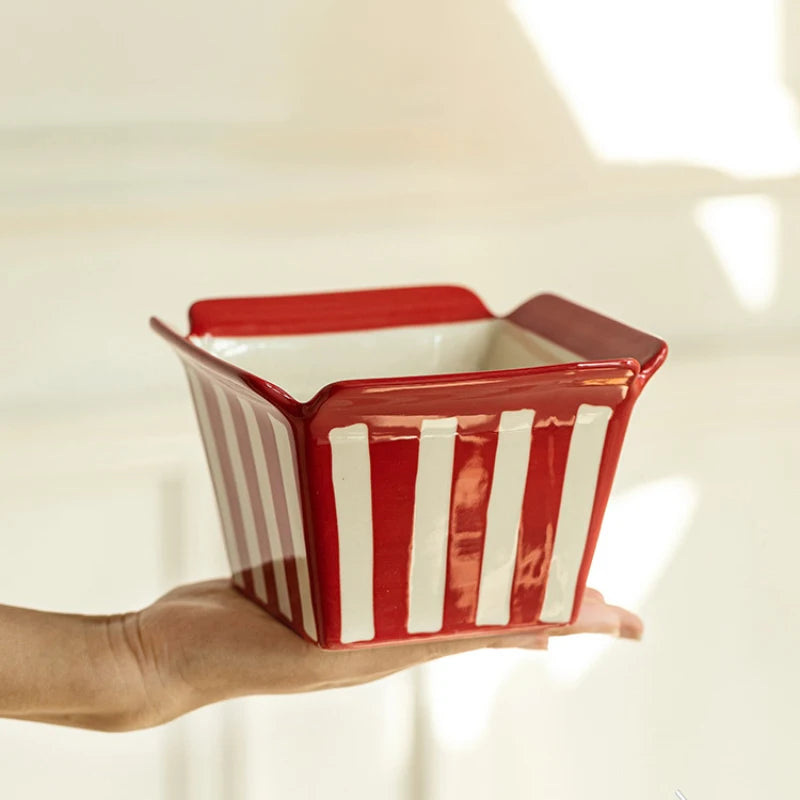Pop Corn Creative Square Ceramic Bowl