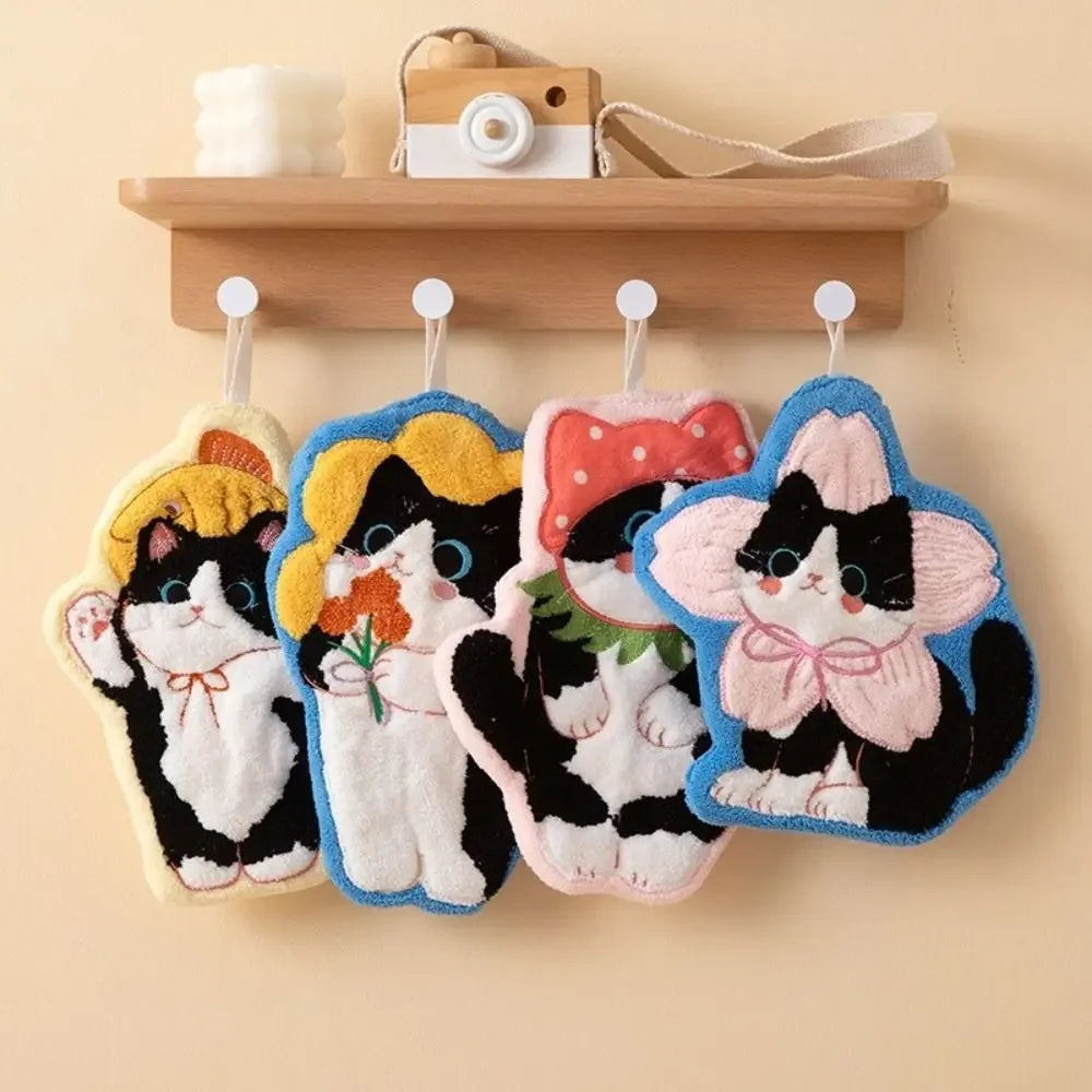 Cute Cat Coral Fleece Hand Towel
