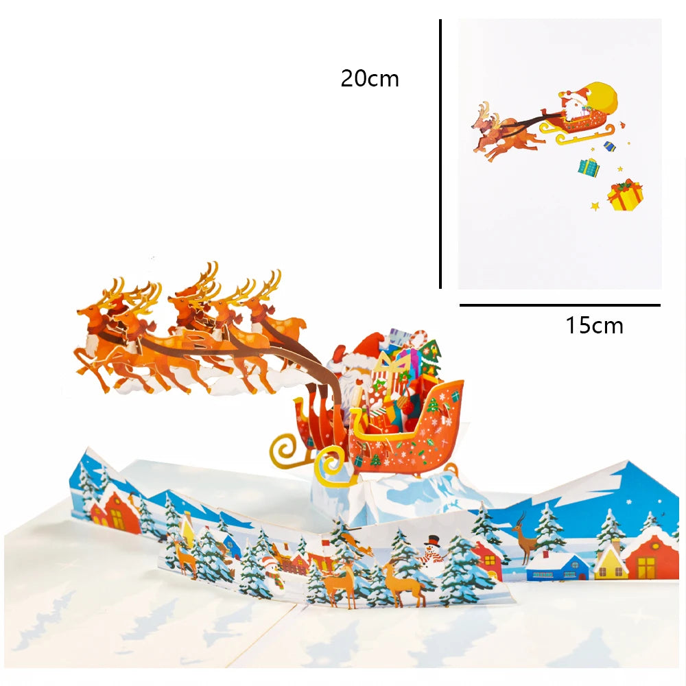 Autocollants de cartes de joyeux Noël découpés au laser, cartes pop-up, arbre de Noël, cadeau d'hiver, décoration de nouvel an, cartes de vministériels x