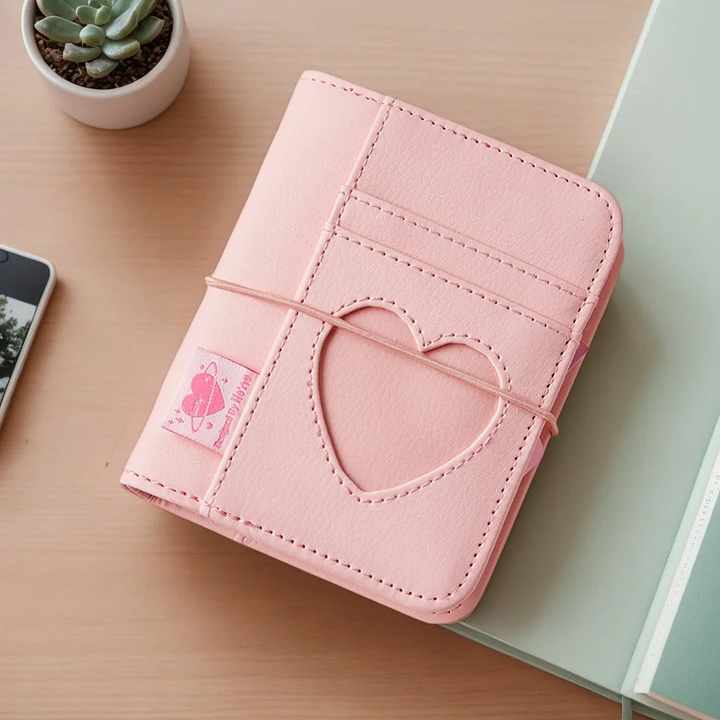 Korean Pink Heart Ring Binder – M5 Mini Journal & KPOP Scrapbook