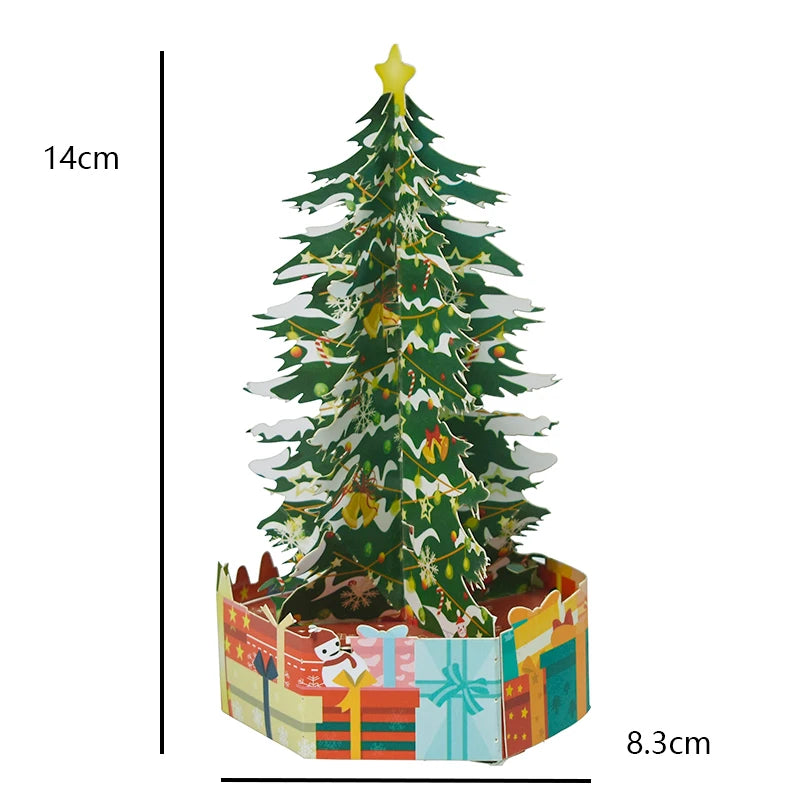 Autocollants de cartes de joyeux Noël découpés au laser, cartes pop-up, arbre de Noël, cadeau d'hiver, décoration de nouvel an, cartes de vministériels x