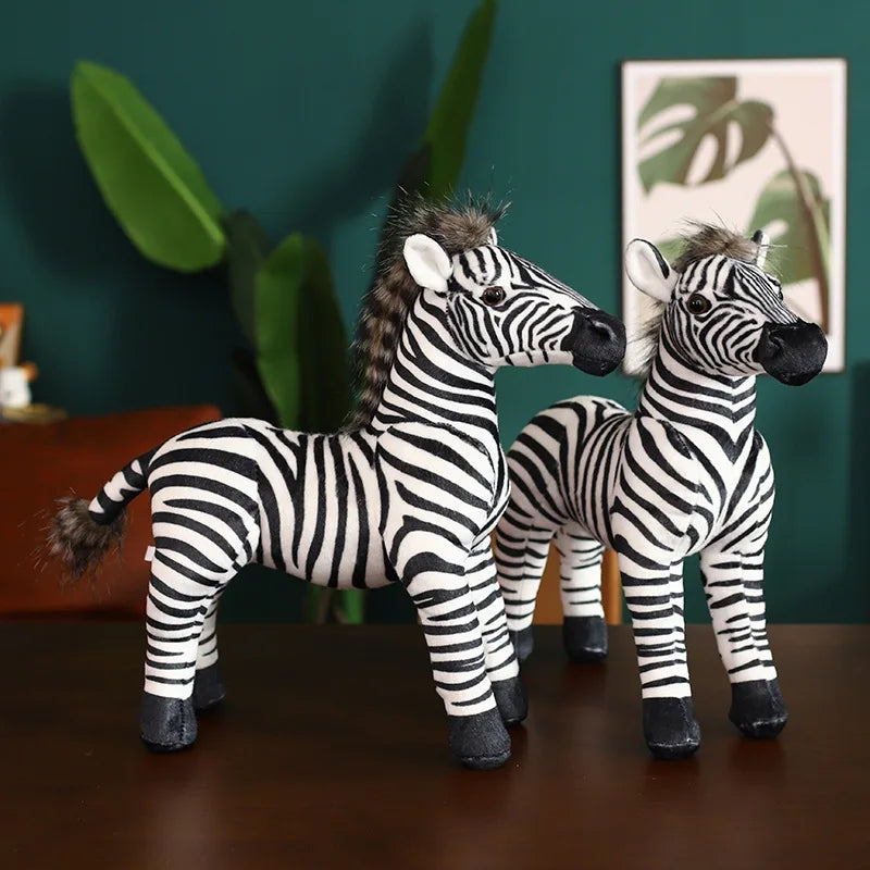Realistic Standing Zebra Plush Toy