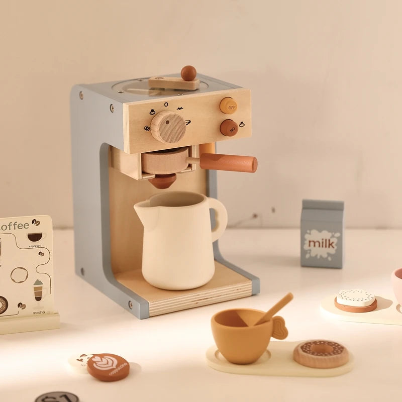 Wooden Coffee Machine Toy – Montessori Kitchen Playset