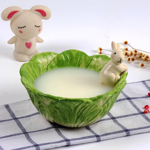 Cute Bunny Flower Ceramic Bowl