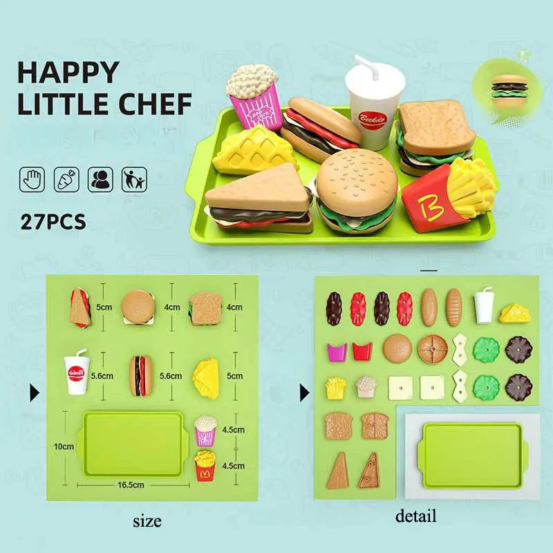 Mini Kitchen Playset – Pretend Food Hamburger & Cookie Toys for Kids