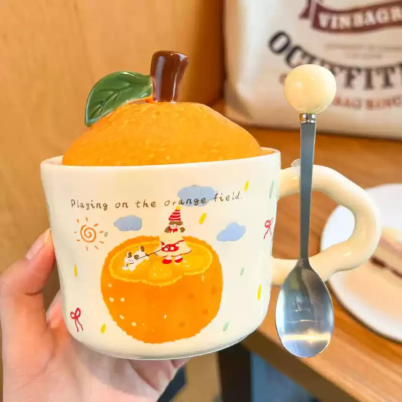 Cute Orange Cartoon Ceramic Mug