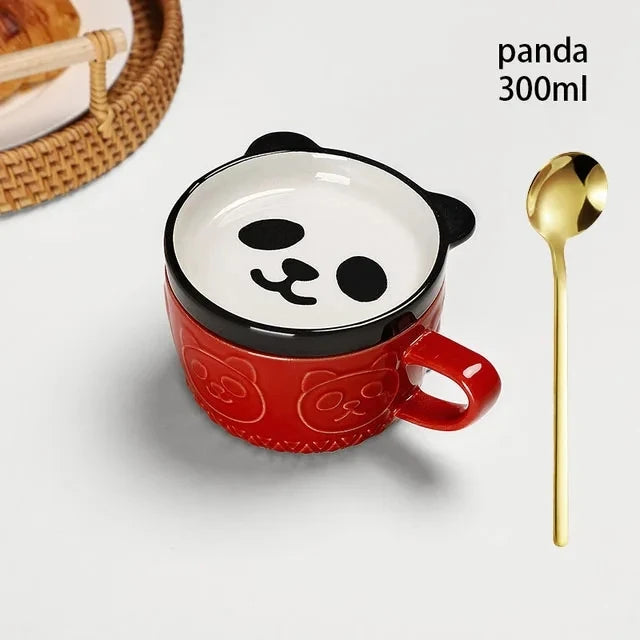 Cute Japanese-Style Breakfast Cup with Lid