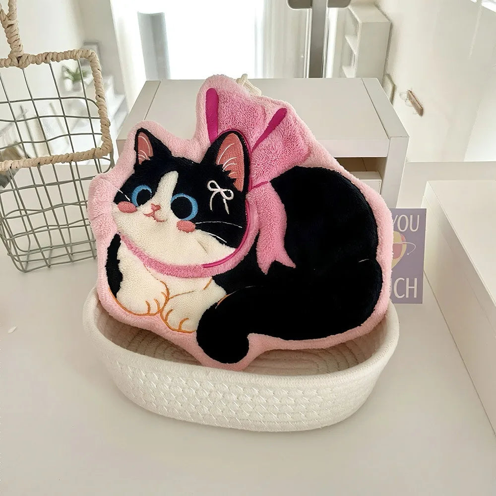 Cute Cat Coral Fleece Hand Towel
