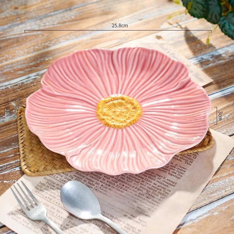 Assiette à légumes à fleurs, assiette à manger haut de gamme et belle pour un usage domestique, assiette à gâteaux et desserts exquise