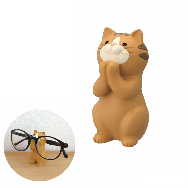 Japanese-Style Animal Desk Holder – Cute Resin Phone & Pen, glasses Stand