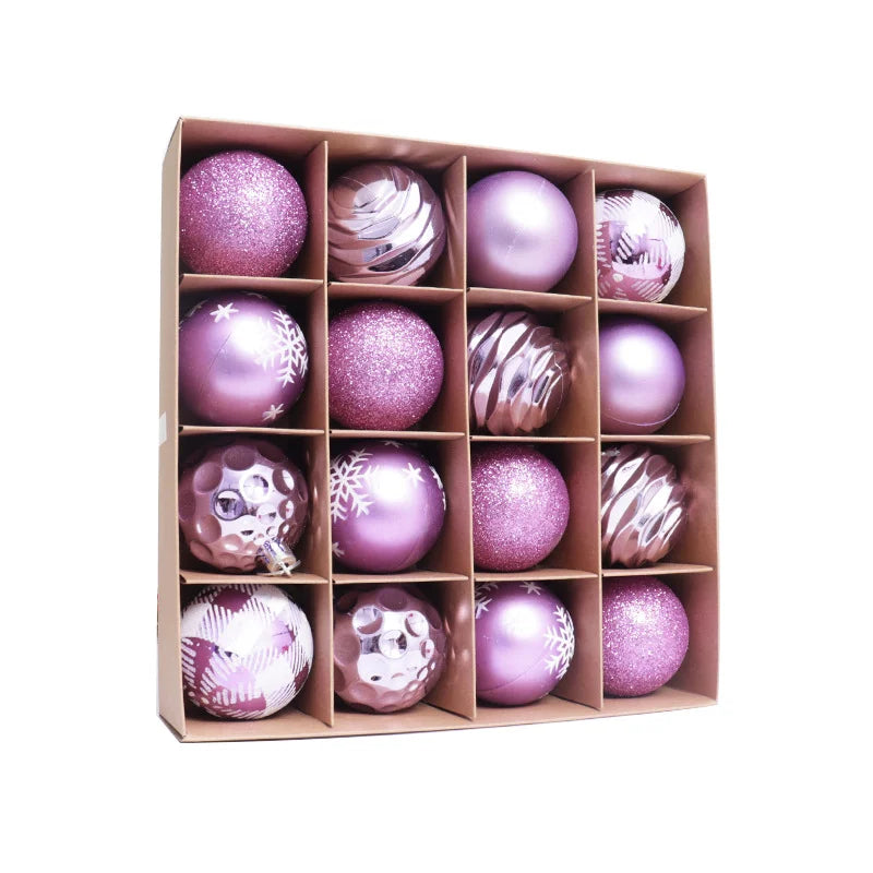 Nouveaux ornements de noël 6CM/16 pièces, ensemble de boules de noël peintes en plastique galvanisé, décorations d'arbre de noël