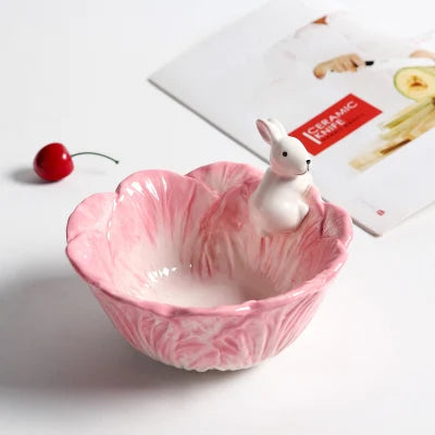 Cute Bunny Flower Ceramic Bowl