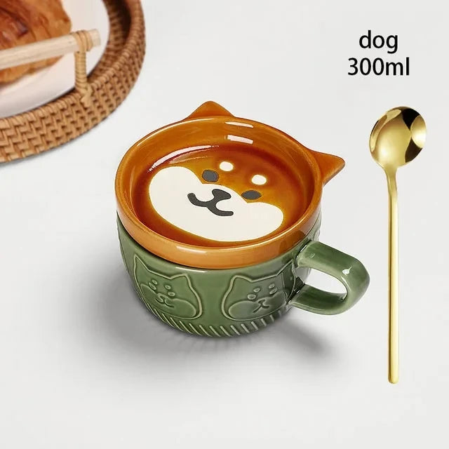 Cute Japanese-Style Breakfast Cup with Lid