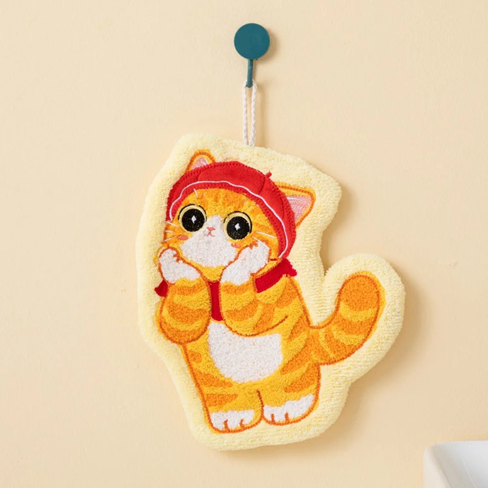 Cute Cat Coral Fleece Hand Towel