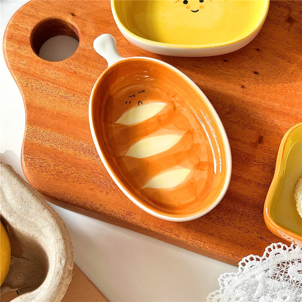 Soucoupe à sushi japonaise en céramique, mini assiette mignonne en forme de pain, vaisselle
