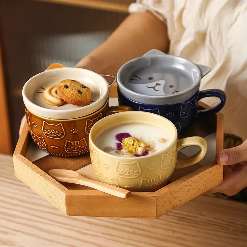 Cute Japanese-Style Breakfast Cup with Lid
