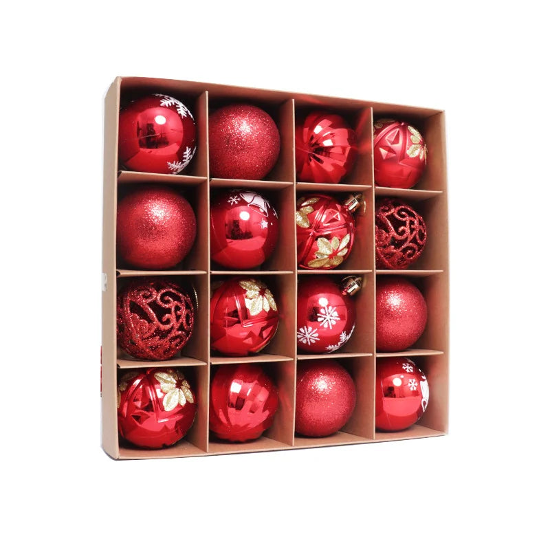 Nouveaux ornements de noël 6CM/16 pièces, ensemble de boules de noël peintes en plastique galvanisé, décorations d'arbre de noël