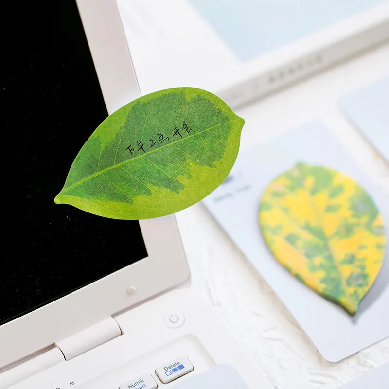 Leaf-Shaped Sticky Notes – Cute Stationery Memo Pad
