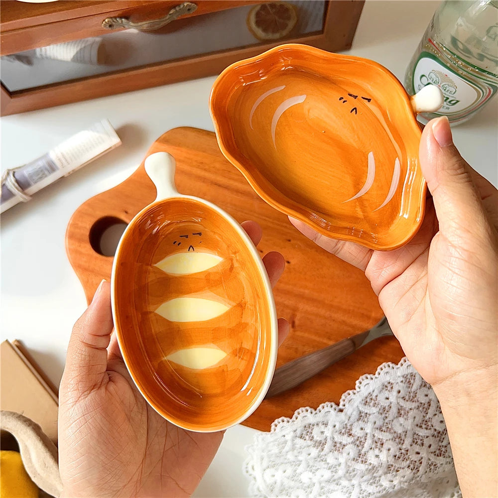 Soucoupe à sushi japonaise en céramique, mini assiette mignonne en forme de pain, vaisselle