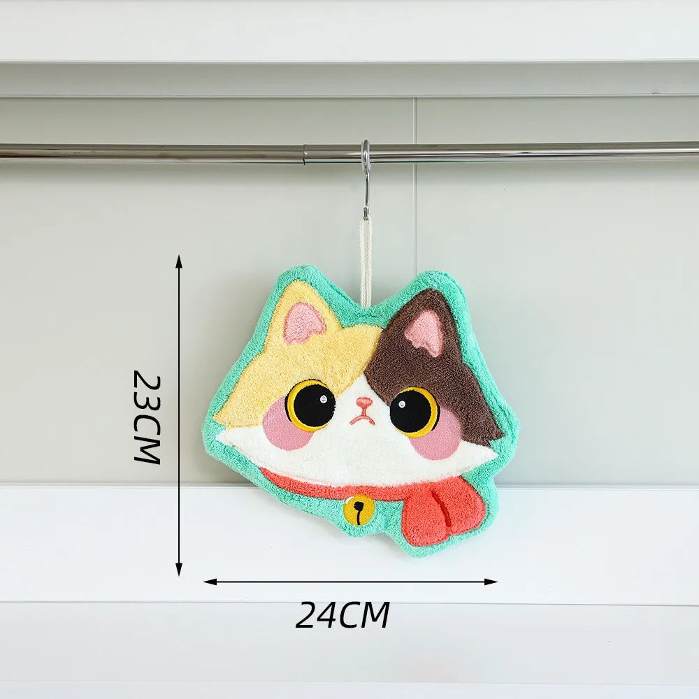 Cute Cat Coral Fleece Hand Towel