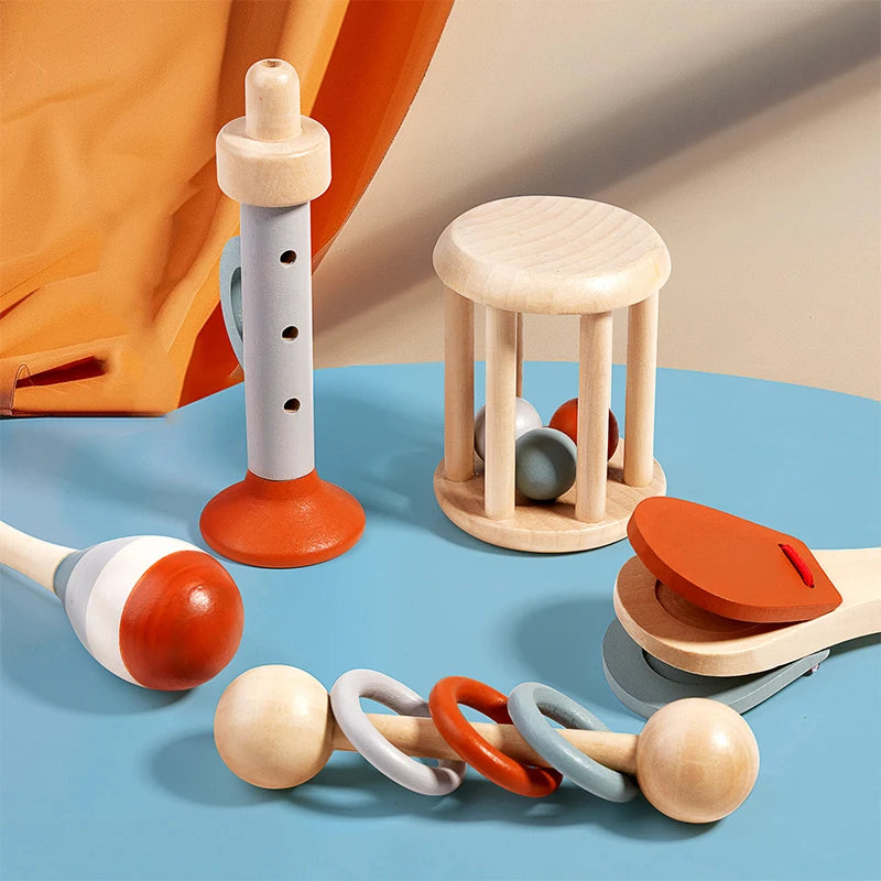 Montessori Wooden Musical Instrument Set – 5-Piece Baby Music Toys for Early Learning