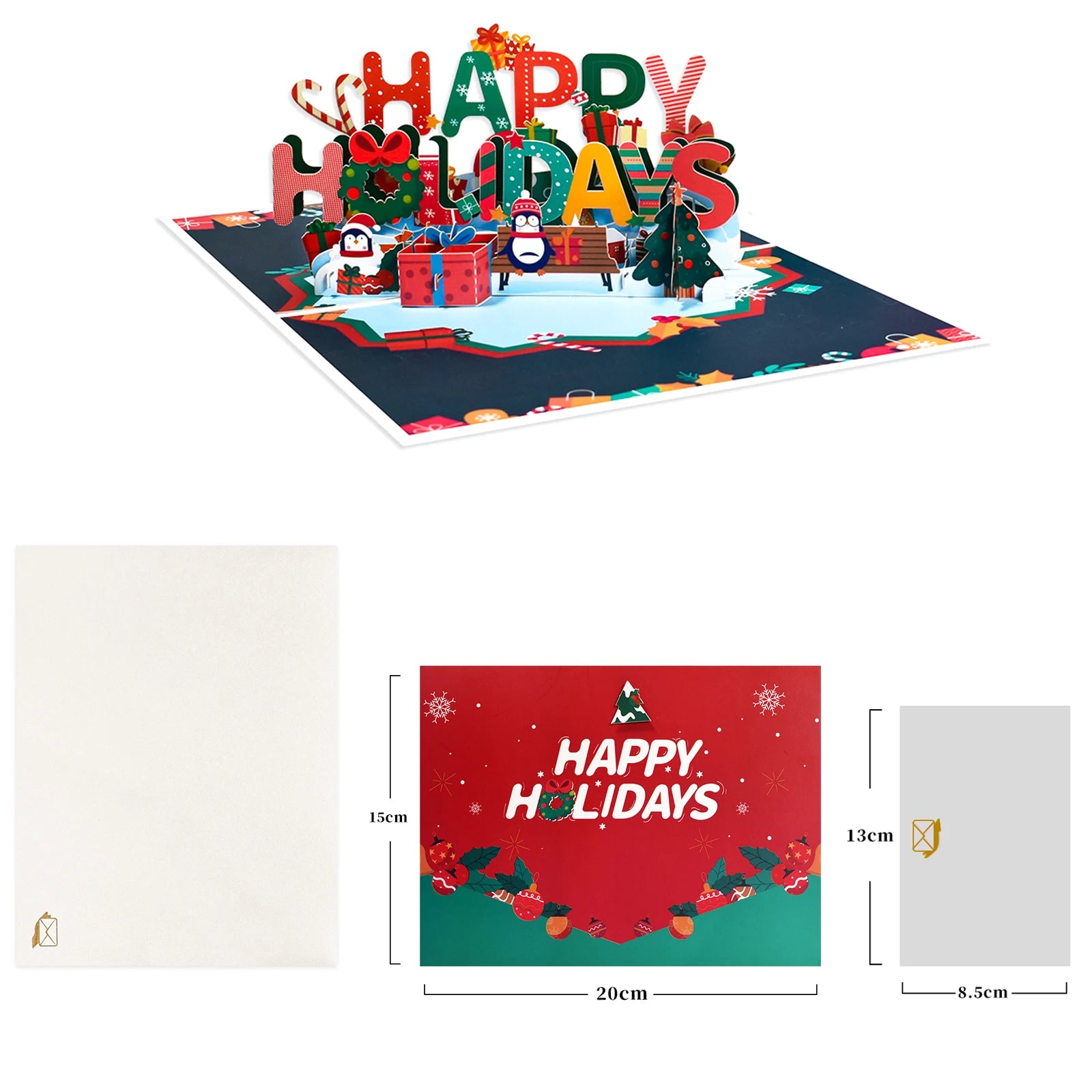 Autocollants de cartes de joyeux Noël découpés au laser, cartes pop-up, arbre de Noël, cadeau d'hiver, décoration de nouvel an, cartes de vministériels x