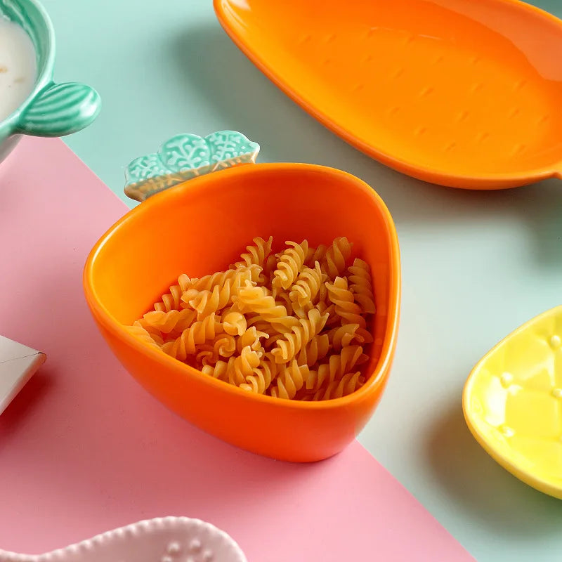 Carrot-Shaped Ceramic Bowl