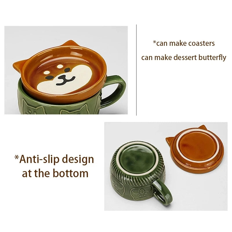 Cute Japanese-Style Breakfast Cup with Lid