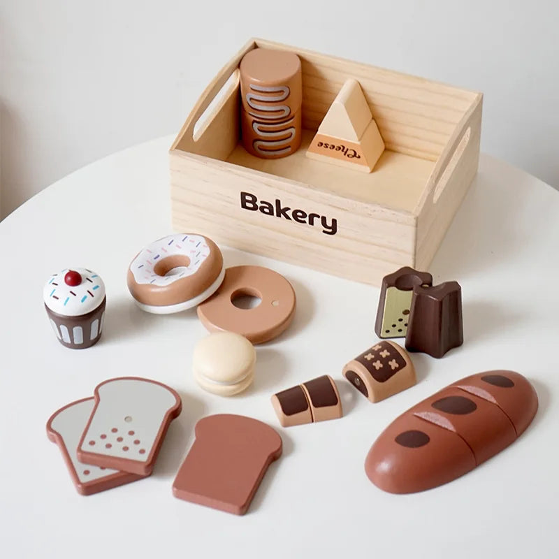 Wooden Kitchen Playset – Montessori Cutting Food Toy for Kids