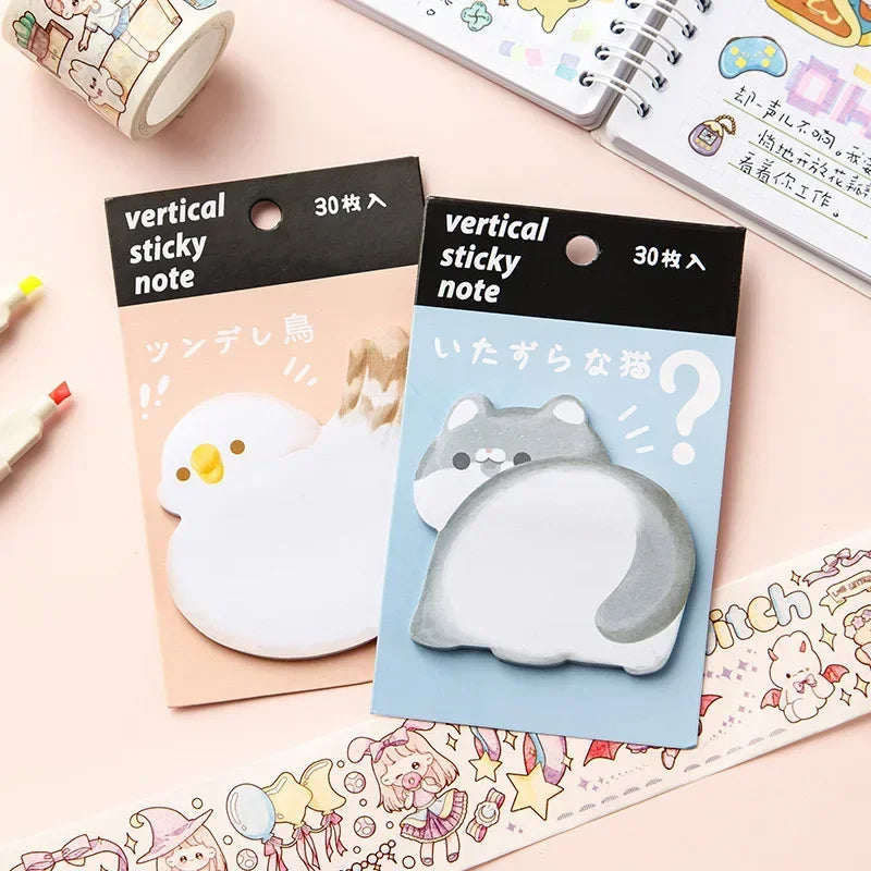 Cute Animal Sticky Notes – Cartoon Memo Pad (Rabbit, Cat, Dog & Bird)