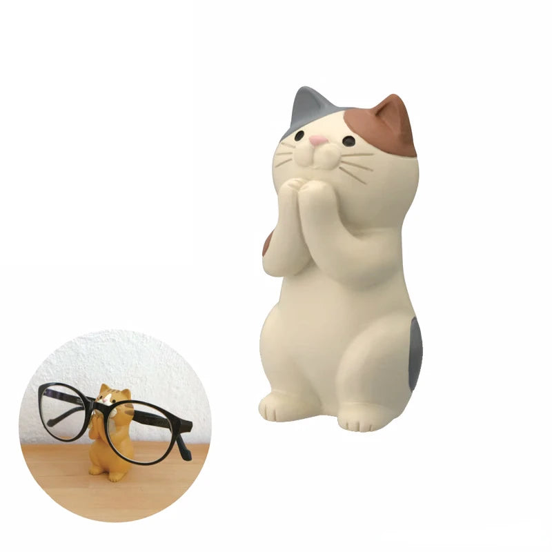 Japanese-Style Animal Desk Holder – Cute Resin Phone & Pen, glasses Stand