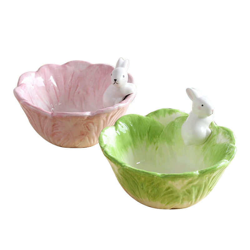 Cute Bunny Flower Ceramic Bowl
