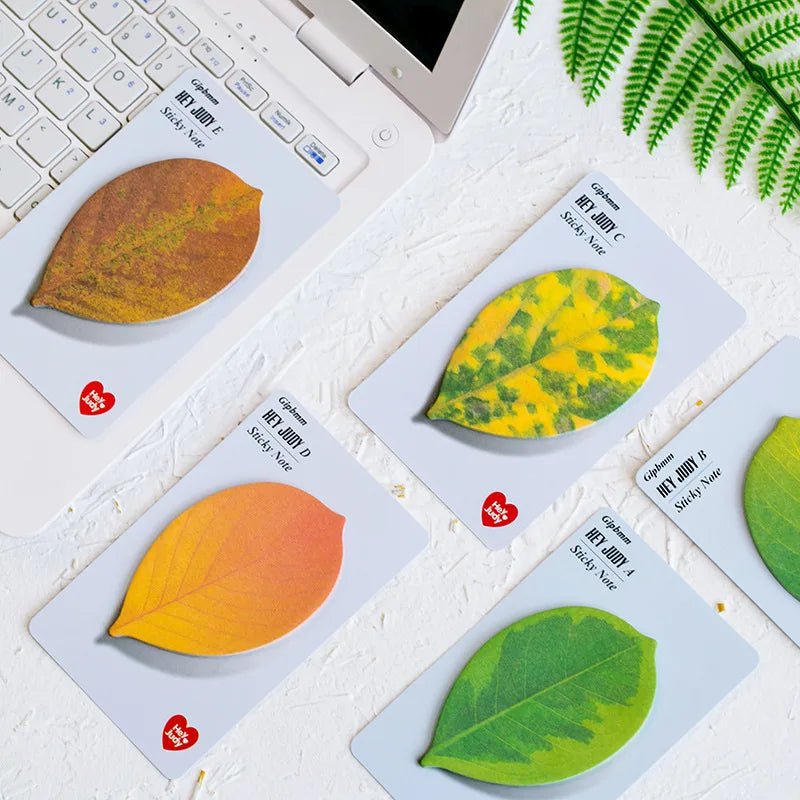 Leaf-Shaped Sticky Notes – Cute Stationery Memo Pad