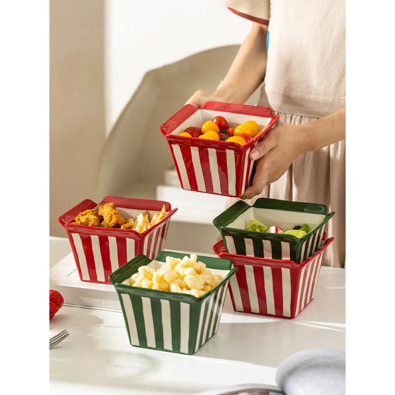 Pop Corn Creative Square Ceramic Bowl