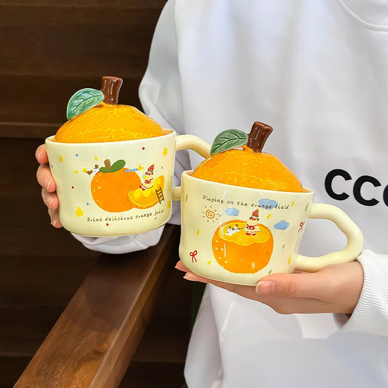 Cute Orange Cartoon Ceramic Mug