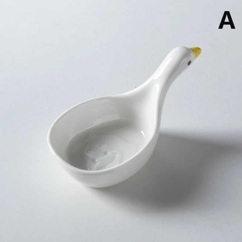 Assiette à tremper en céramique tridimensionnelle, lapin de dessin animé super mignon, s/05 er, assiette à collation pour ketchup, cordon de vinyle, lapin blanc, ménage