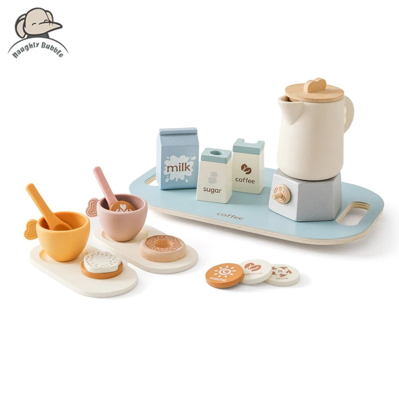 Wooden Coffee Machine Toy – Montessori Kitchen Playset