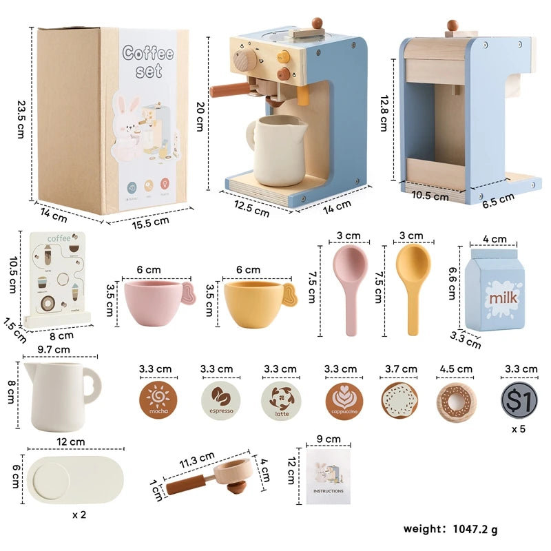Wooden Coffee Machine Toy – Montessori Kitchen Playset