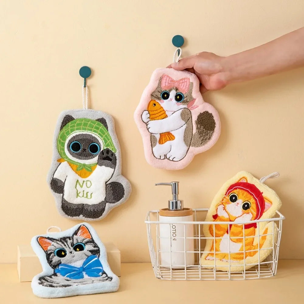 Cute Cat Coral Fleece Hand Towel
