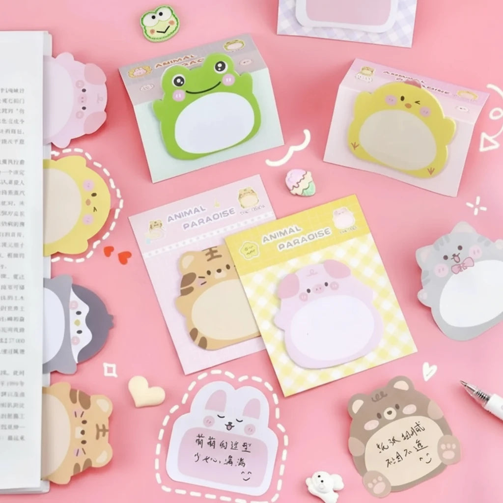 Cute Animal Sticky Notes – Cartoon Memo Pad Set (20 Sheets)