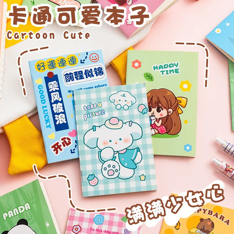Mini Pocket Notebook – Cute Cartoon Memo Pad (4 Books / 1 Piece)
