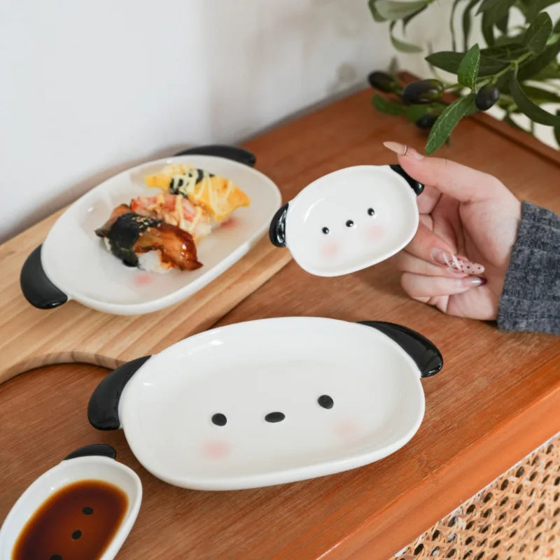 Puppy Ceramic Sushi Plate Set
