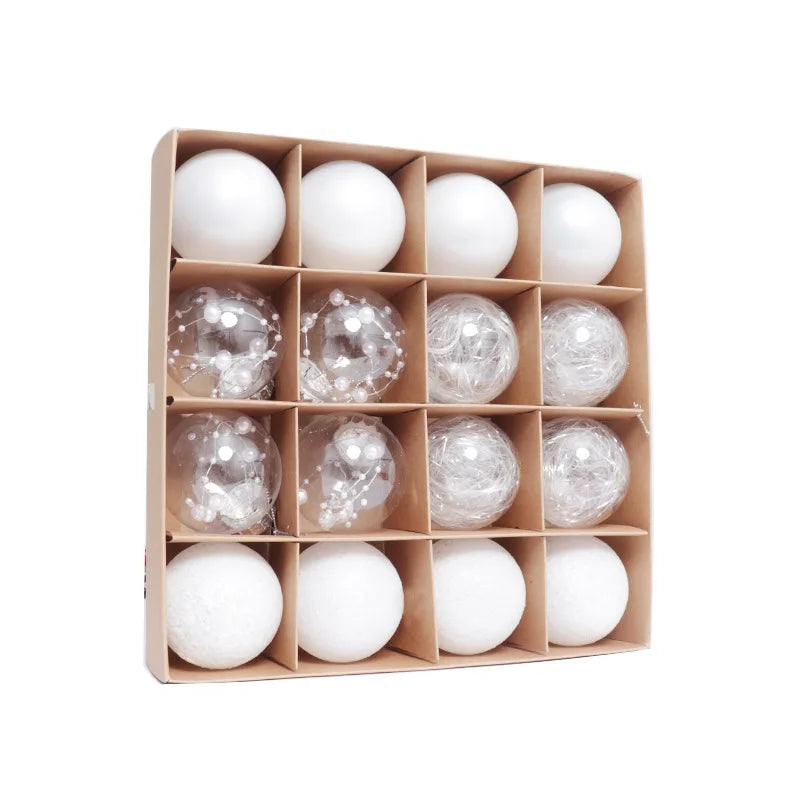 Nouveaux ornements de noël 6CM/16 pièces, ensemble de boules de noël peintes en plastique galvanisé, décorations d'arbre de noël