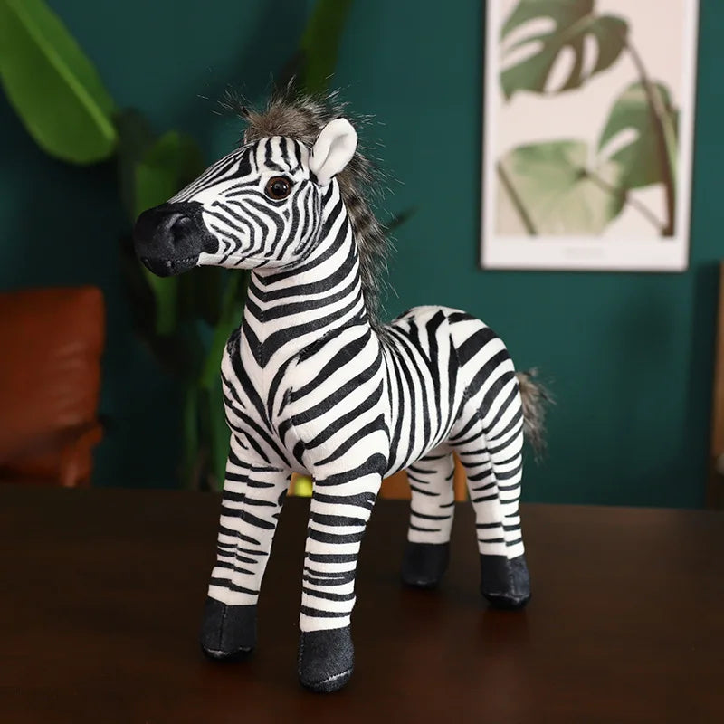 Realistic Standing Zebra Plush Toy